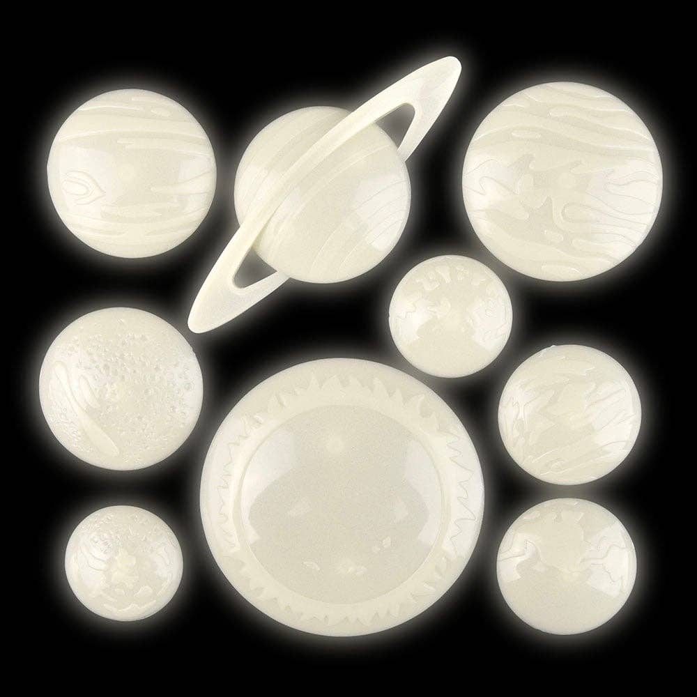 Glow-In-The-Dark 3D Solar System planets glowing