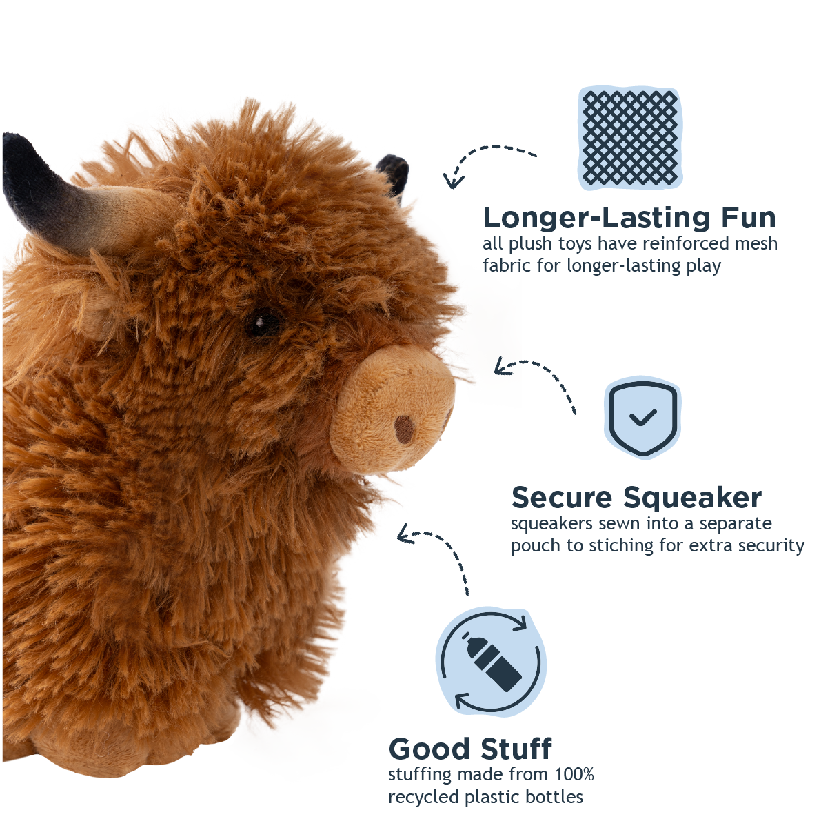 Highland Cow with Squeaker Dog Toy