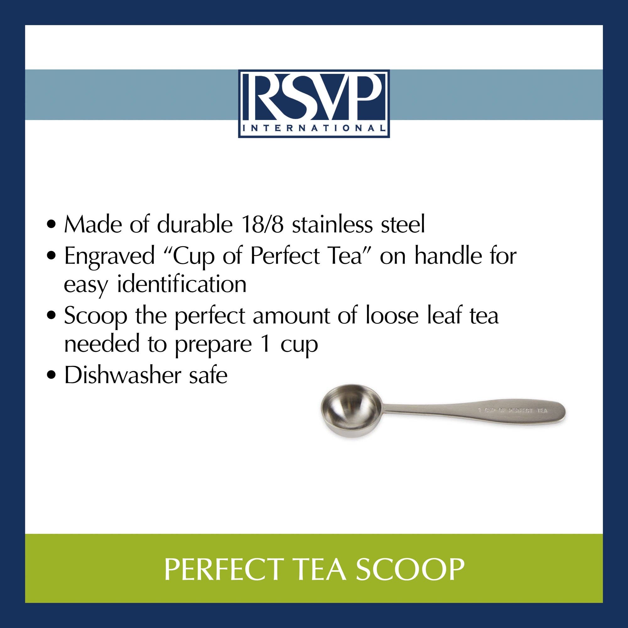 Perfect tea scoop detail of handle and bowl