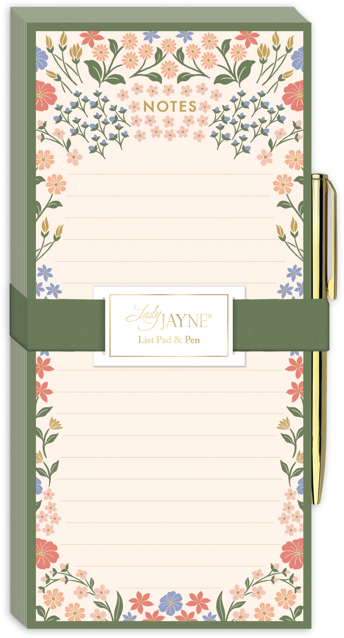 Ditsy Magnetic List Pad With Pen
