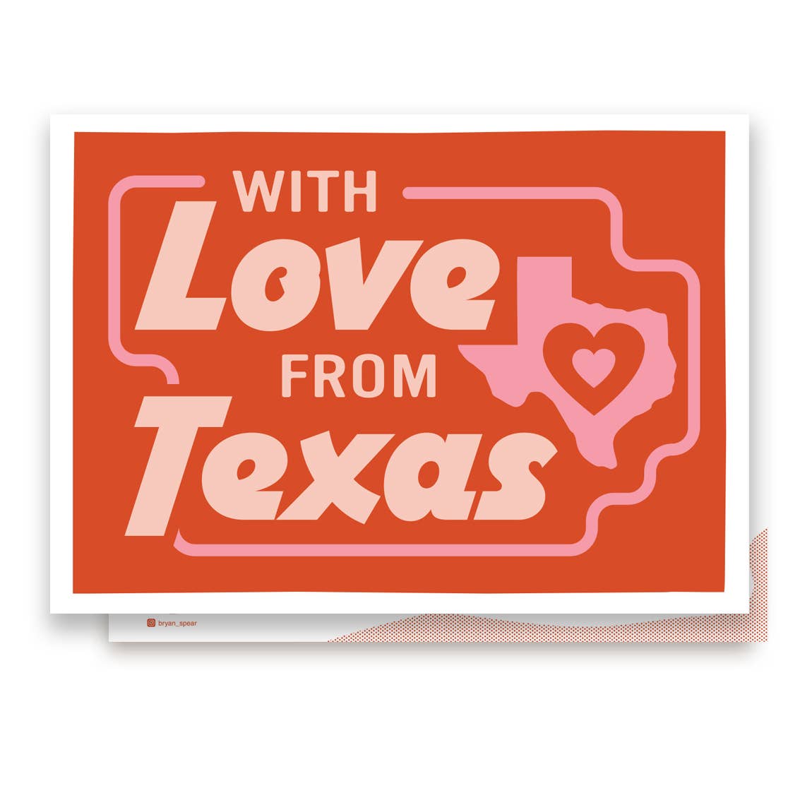 With Love From Texas postcard with illustrated design