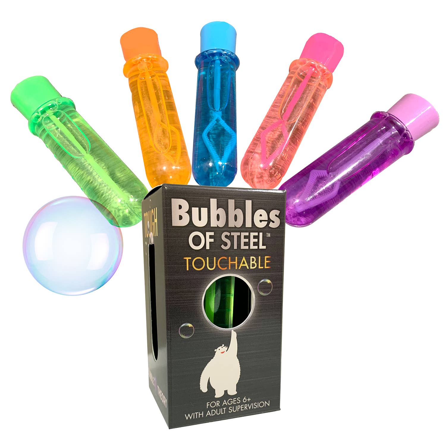 Bubbles of Steel touchable bubbles bouncing on hand
