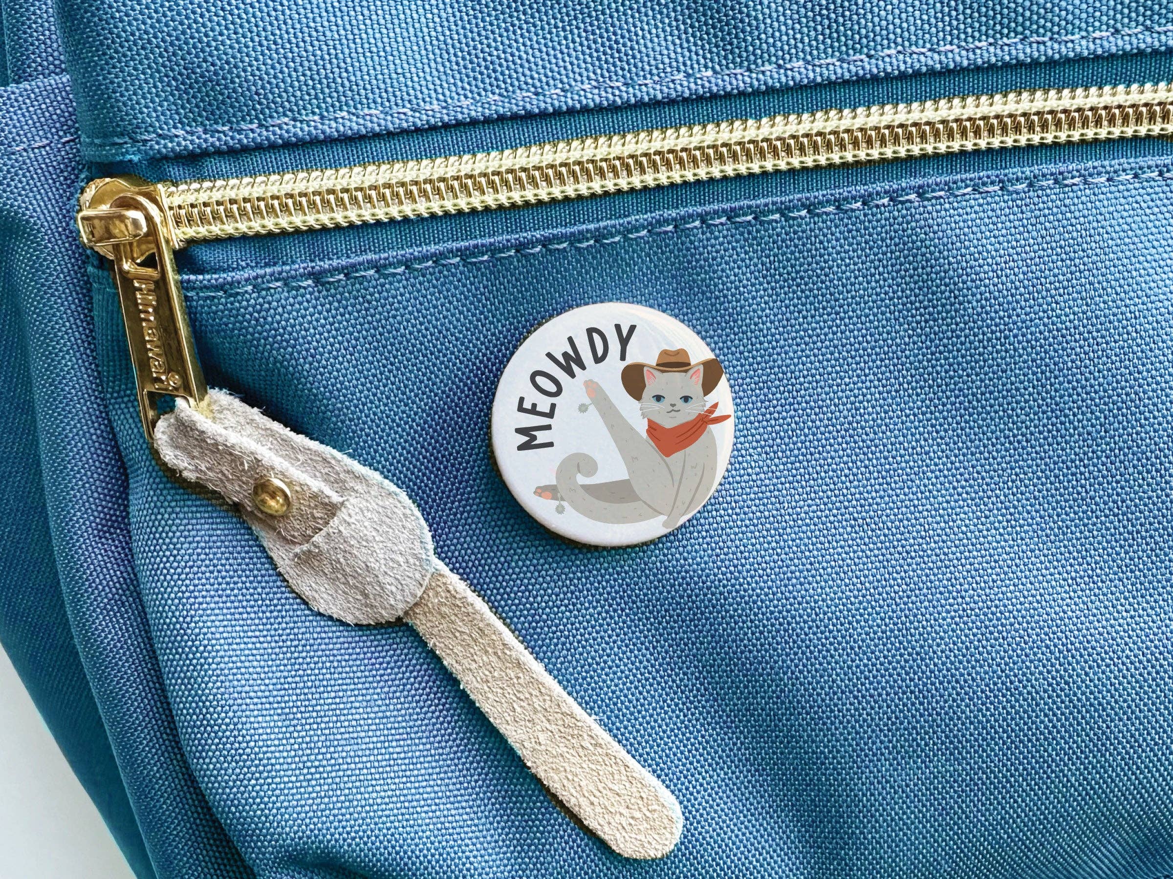 Meowdy button pin size reference
