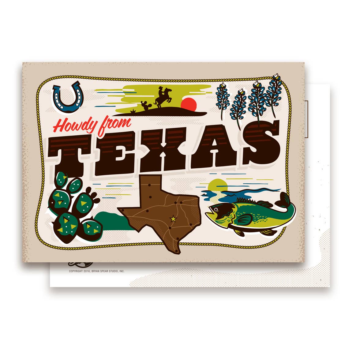 Howdy from Texas Postcard with illustrated design
