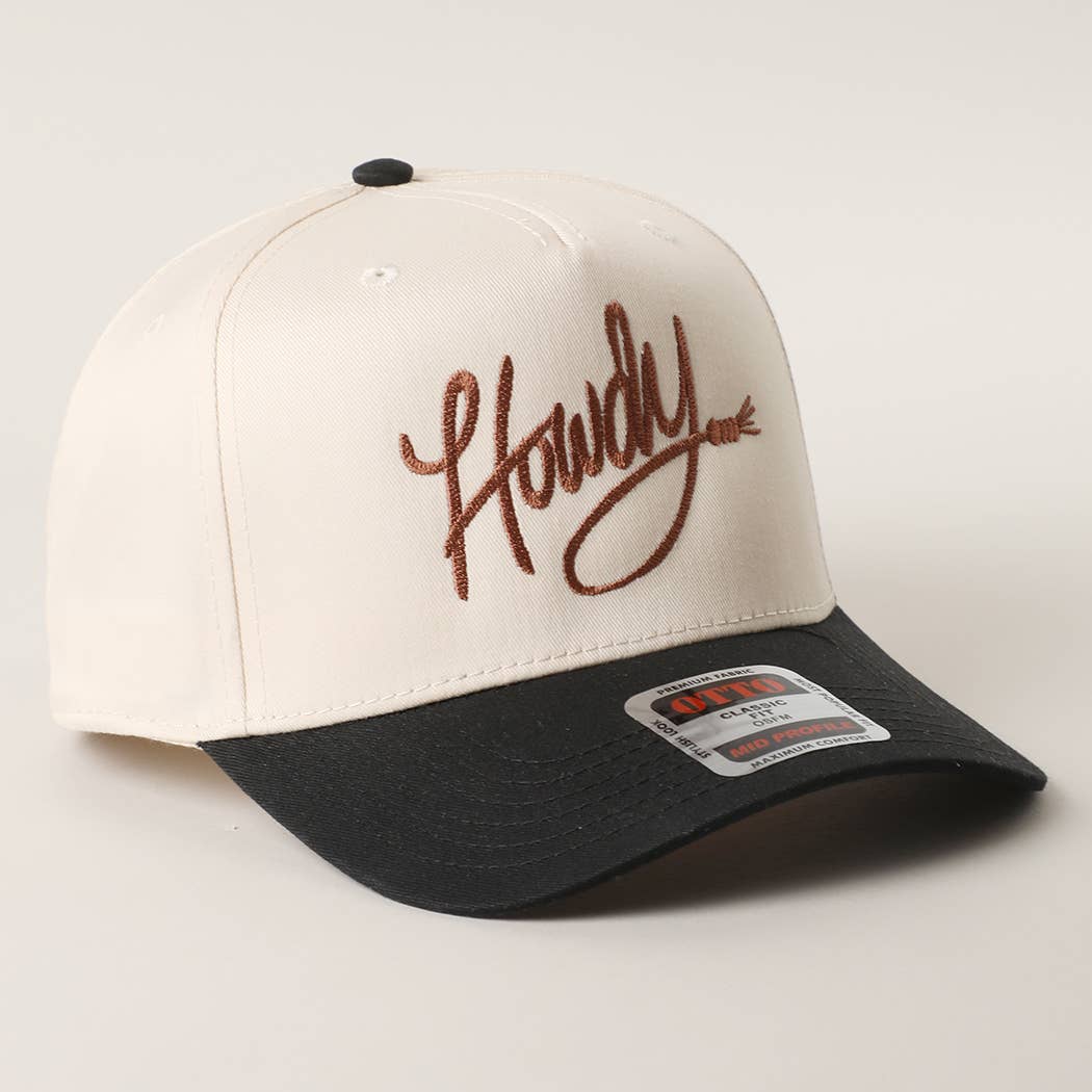Howdy embroidered classic two-tone trucker hat back mesh detail