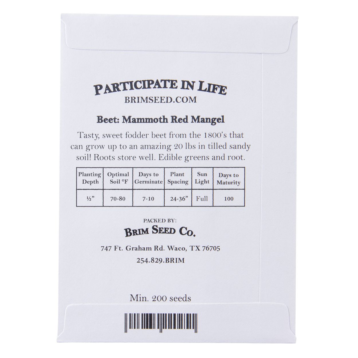 Brim Seed Co. - Mammoth Red Mangel Beet Heirloom Seed