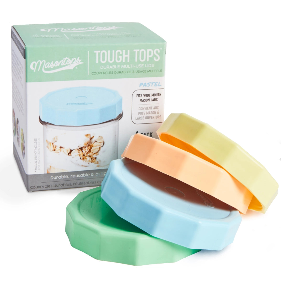 Masontops - Regular Mouth Pastel Tough Top Plastic Mason Jar Lids