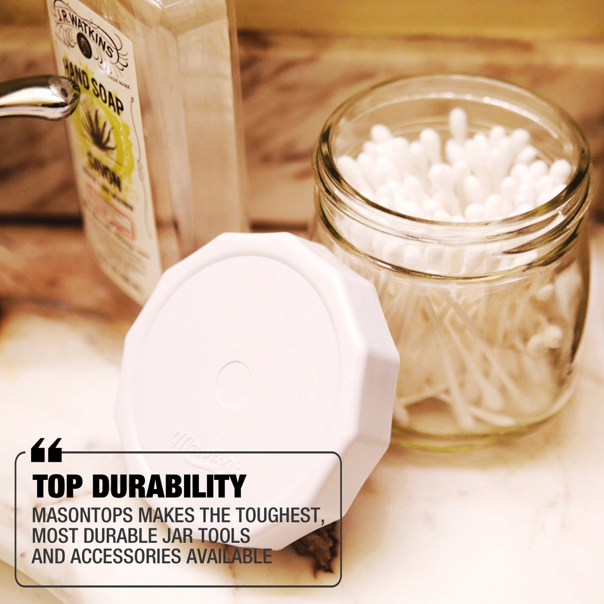 Masontops - Regular Mouth White Tough Top Plastic Mason Jar Lids