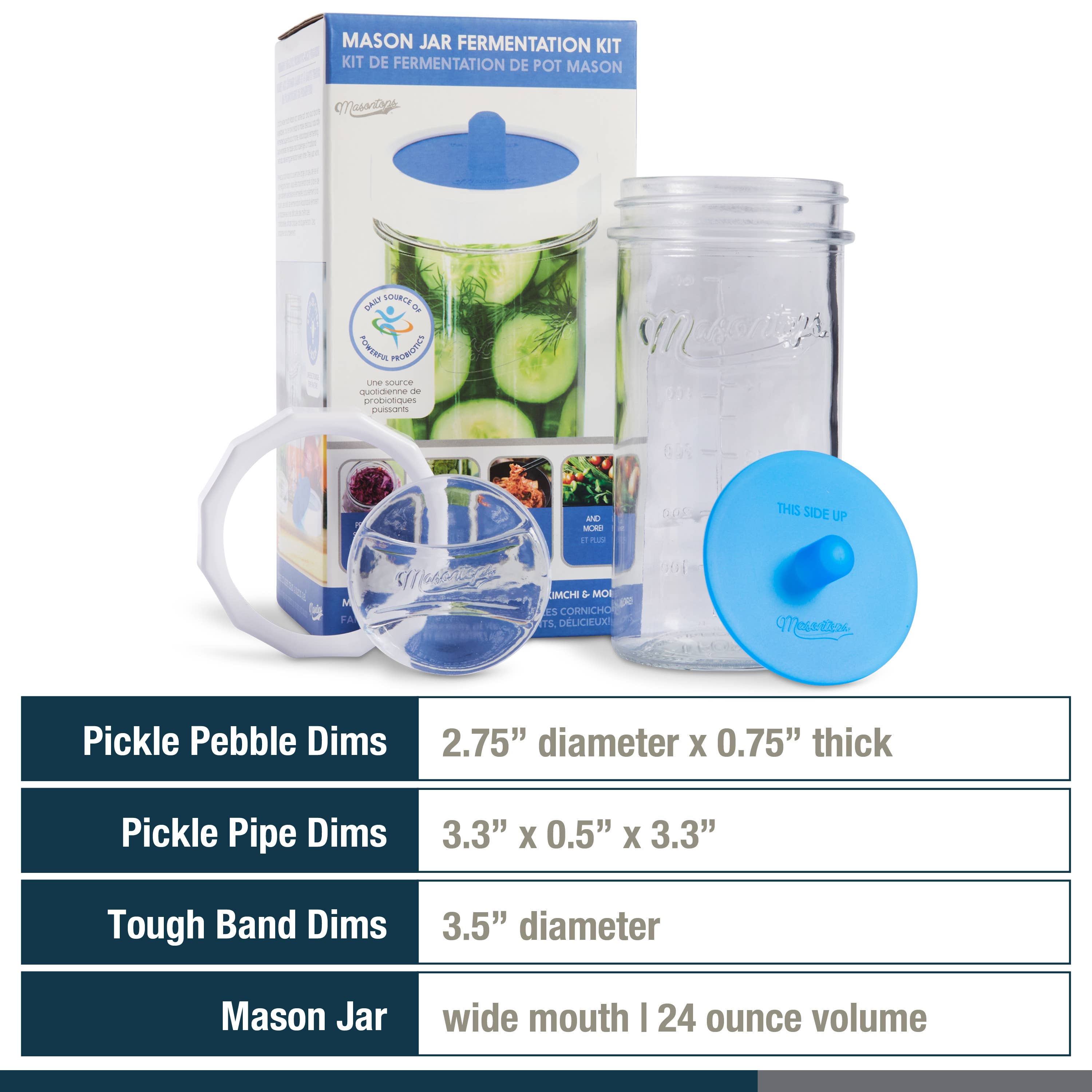 Masontops - Wide Mouth Fermenting Set with Jar, Airlock, Weight & More