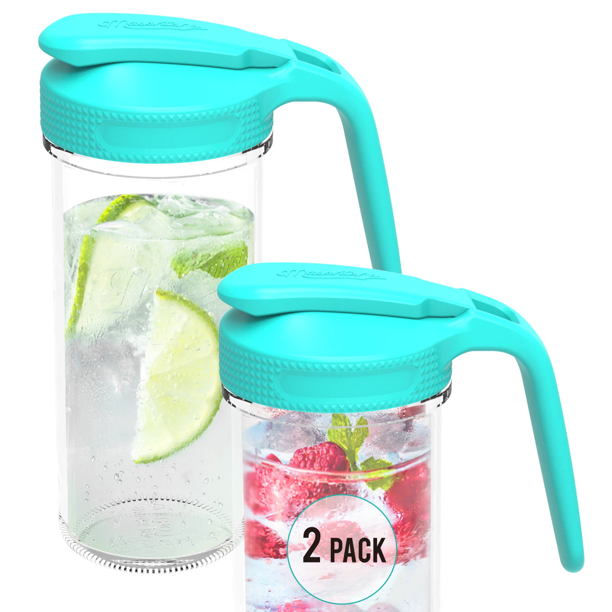 Masontops- Regular Mouth Multi Top Teal Flip Cap Pitcher Lid with Handle