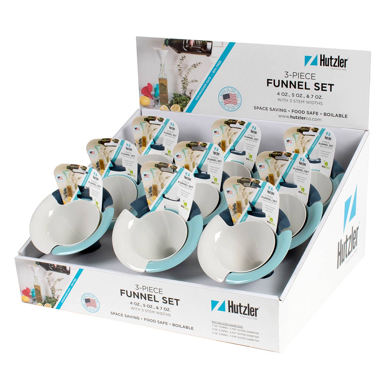 Gourmac - 3-Piece Interlocking Funnel Set Counter Display