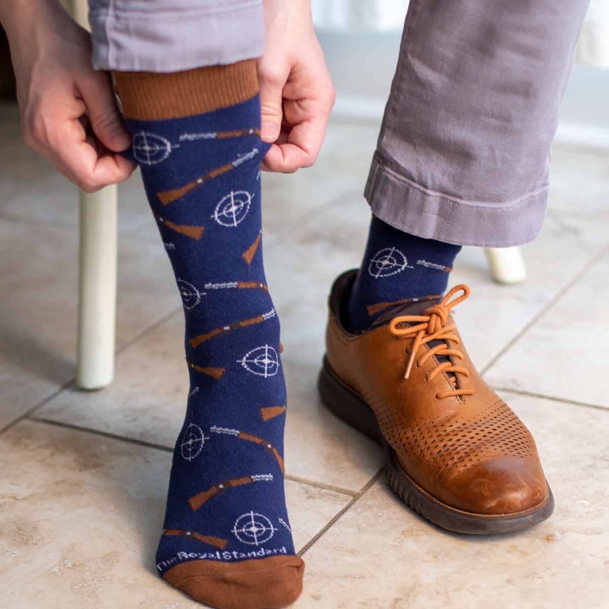 Men's Hunting Socks   Navy/Brown   One Size