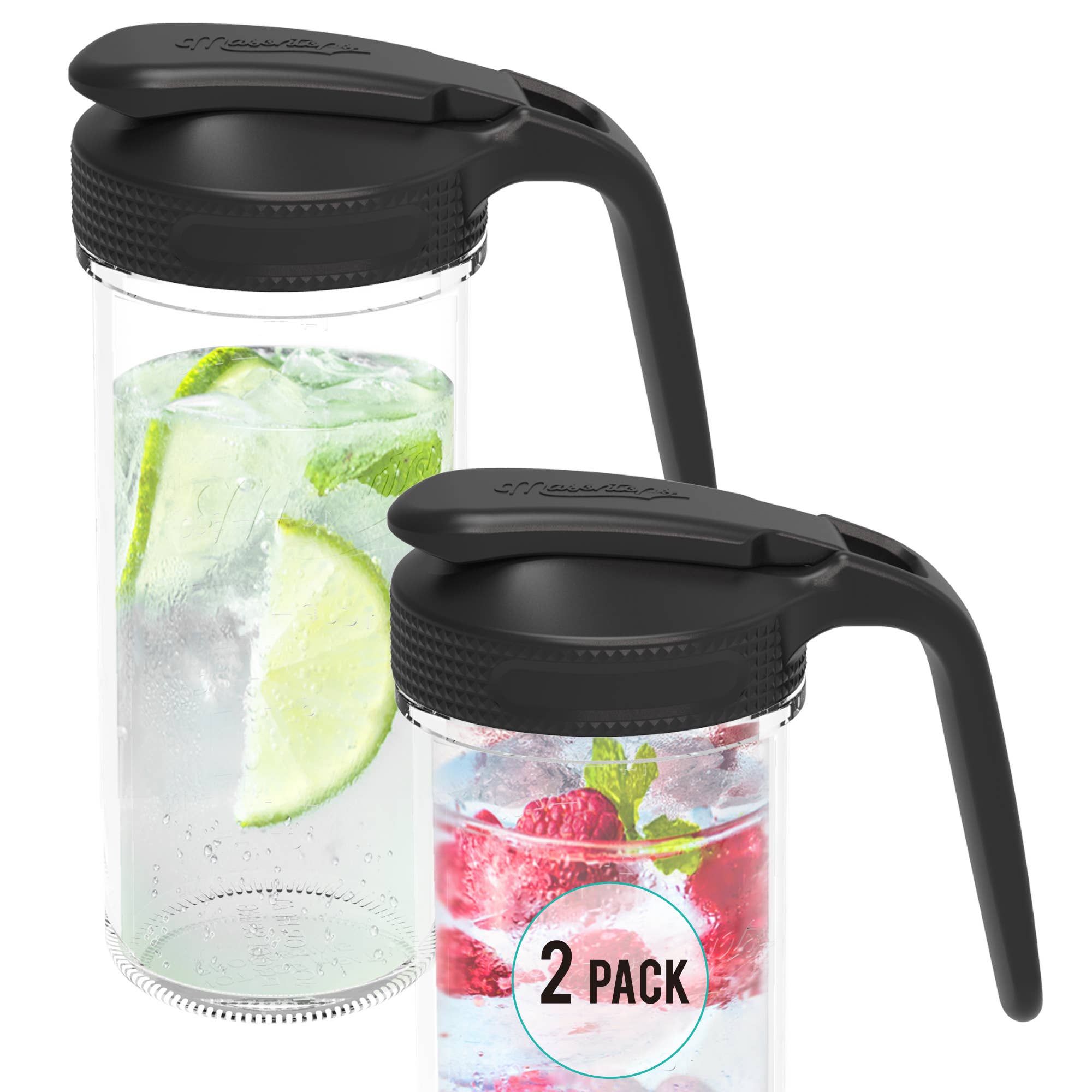 Masontops - Regular Mouth Multi Top Black Flip Cap Pitcher Lid with Handle