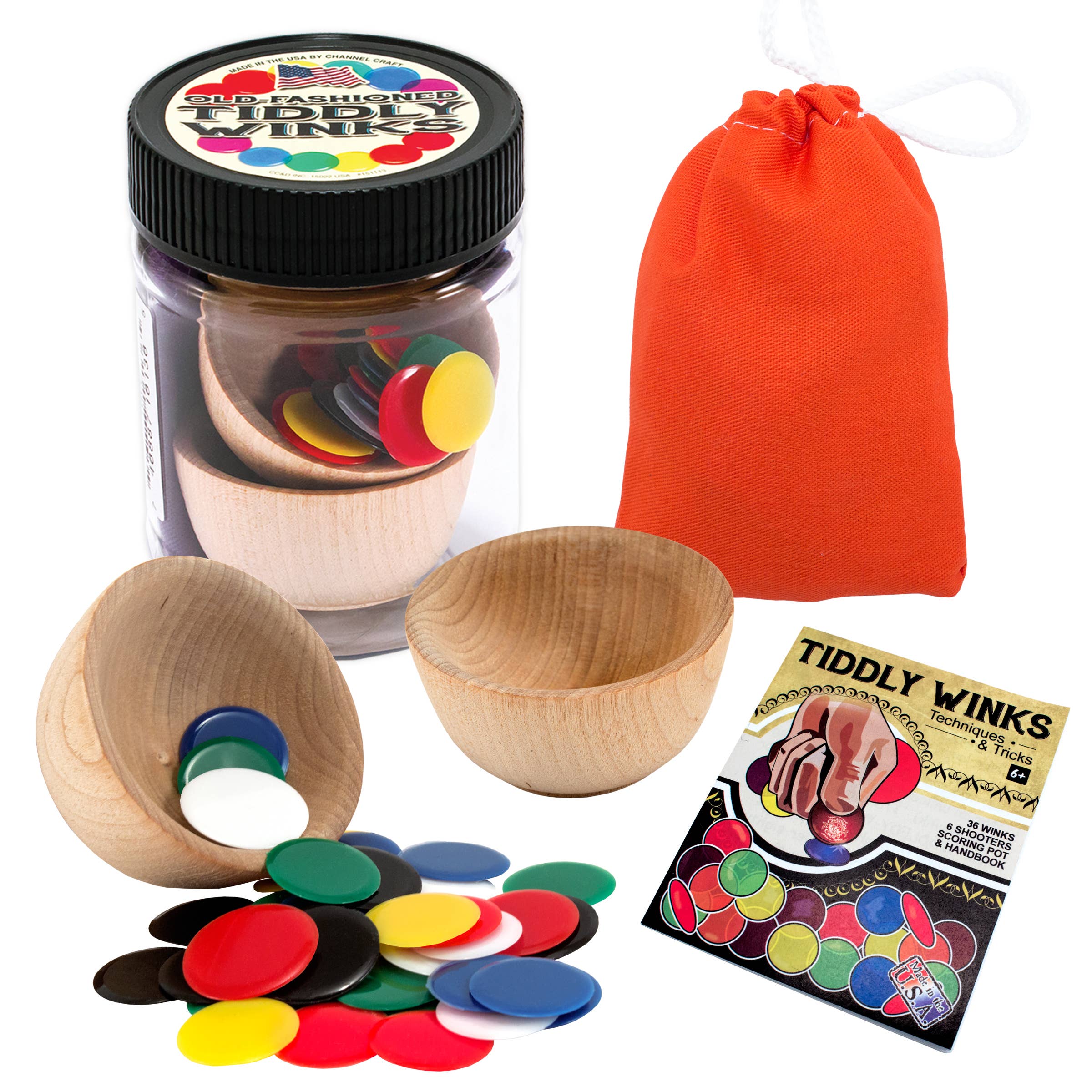 Tiddly Winks Toy Jar with Color Canvas Pouch