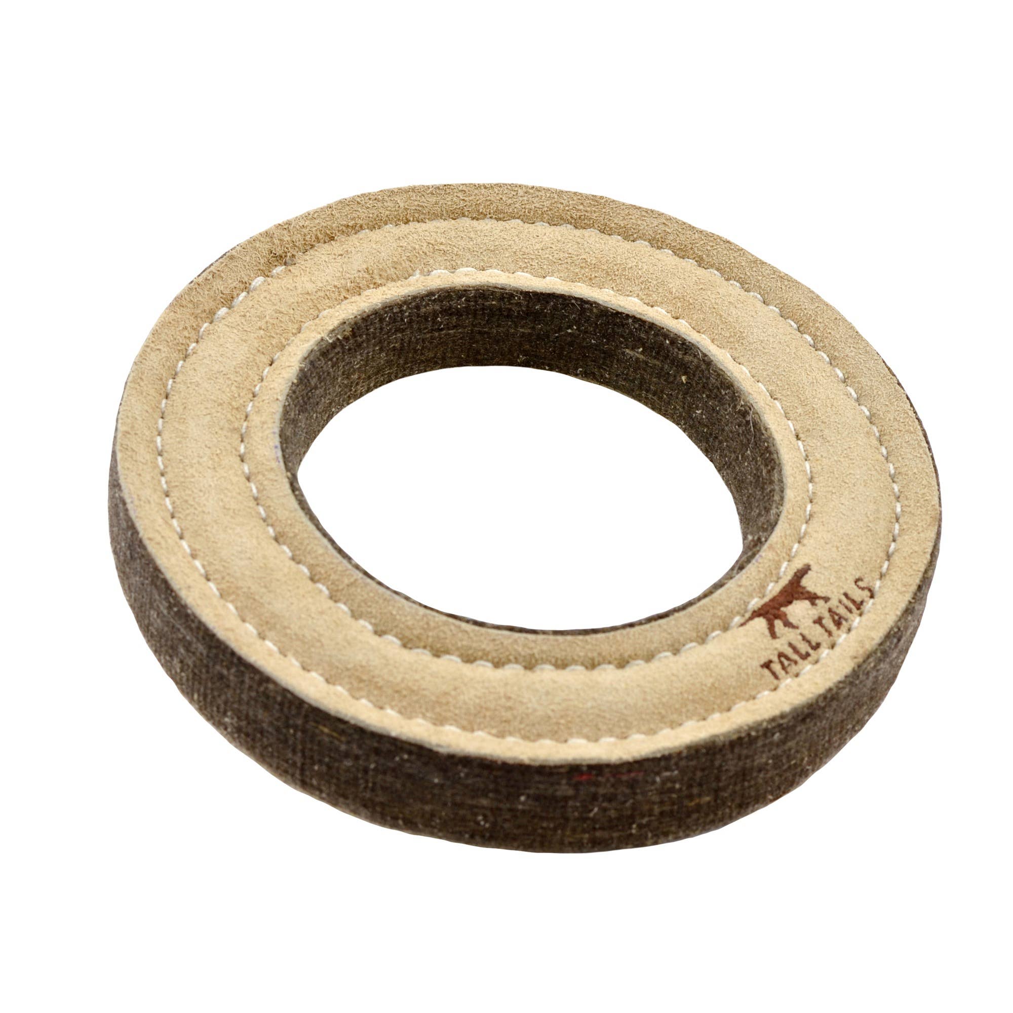 Tall Tails - 7" Natural Leather & Wool Ring Toy