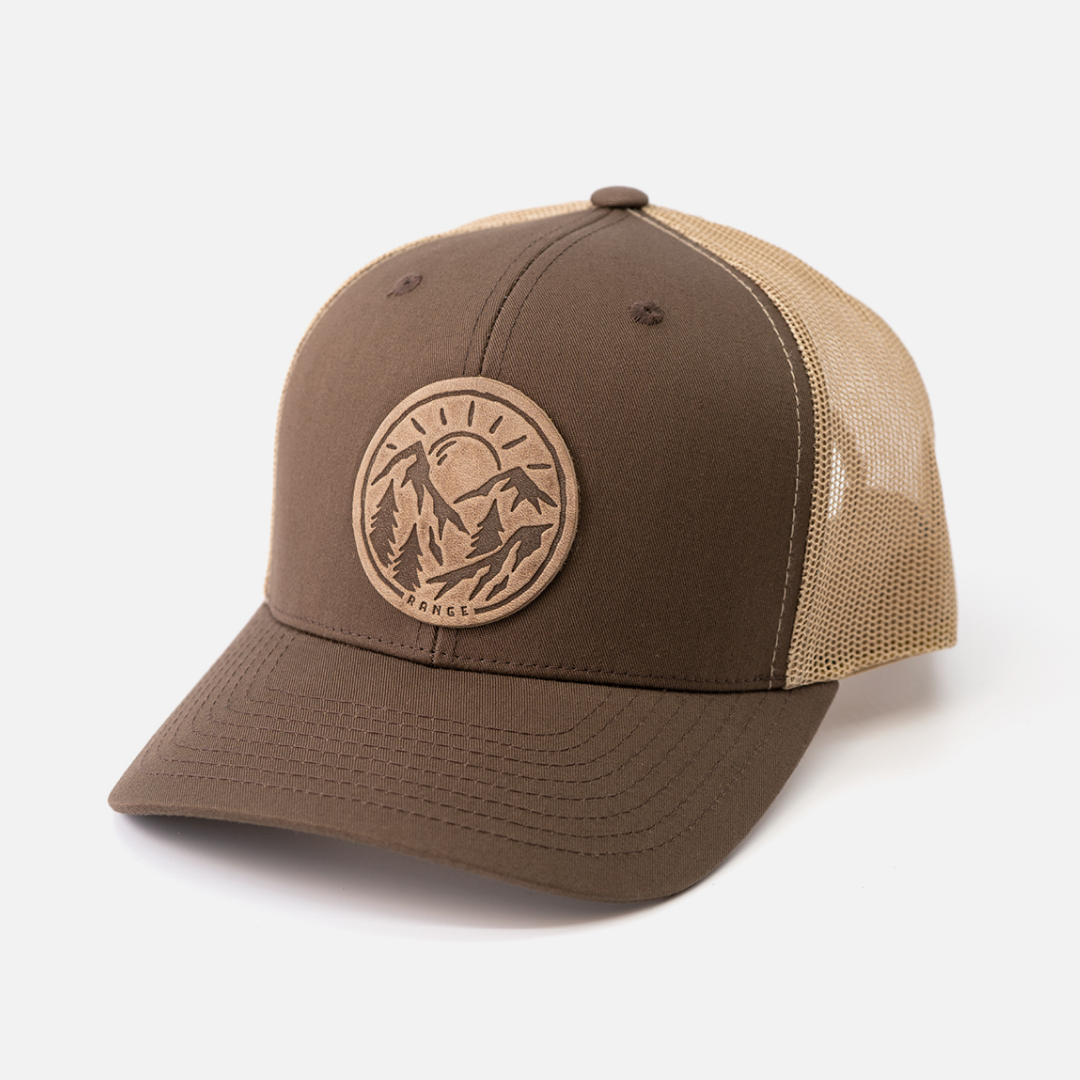 Vintage Sunrise Hat | Leather Patch Snapback: Brown/Khaki