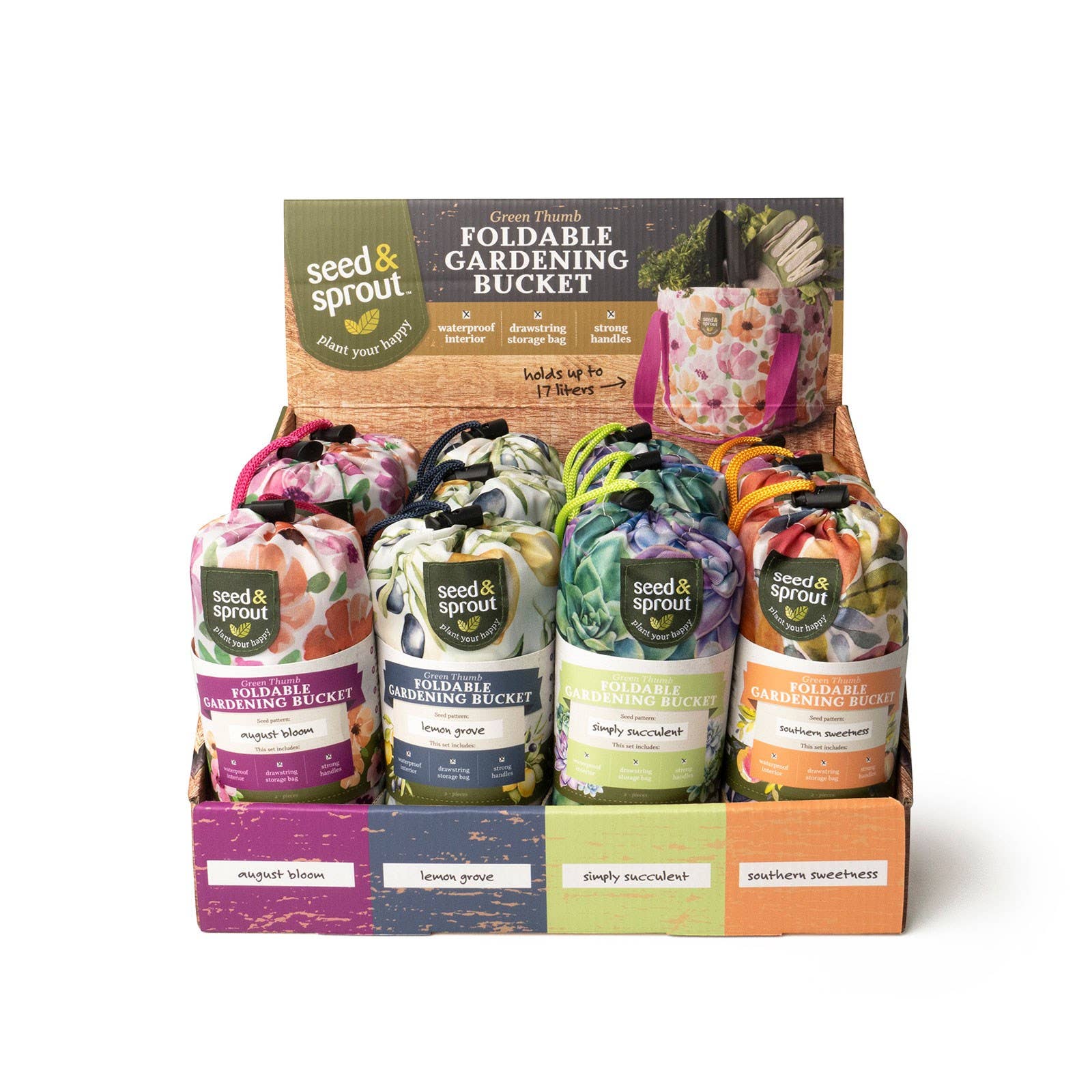 Seed & Sprout Foldable Gardening Bucket Assortment