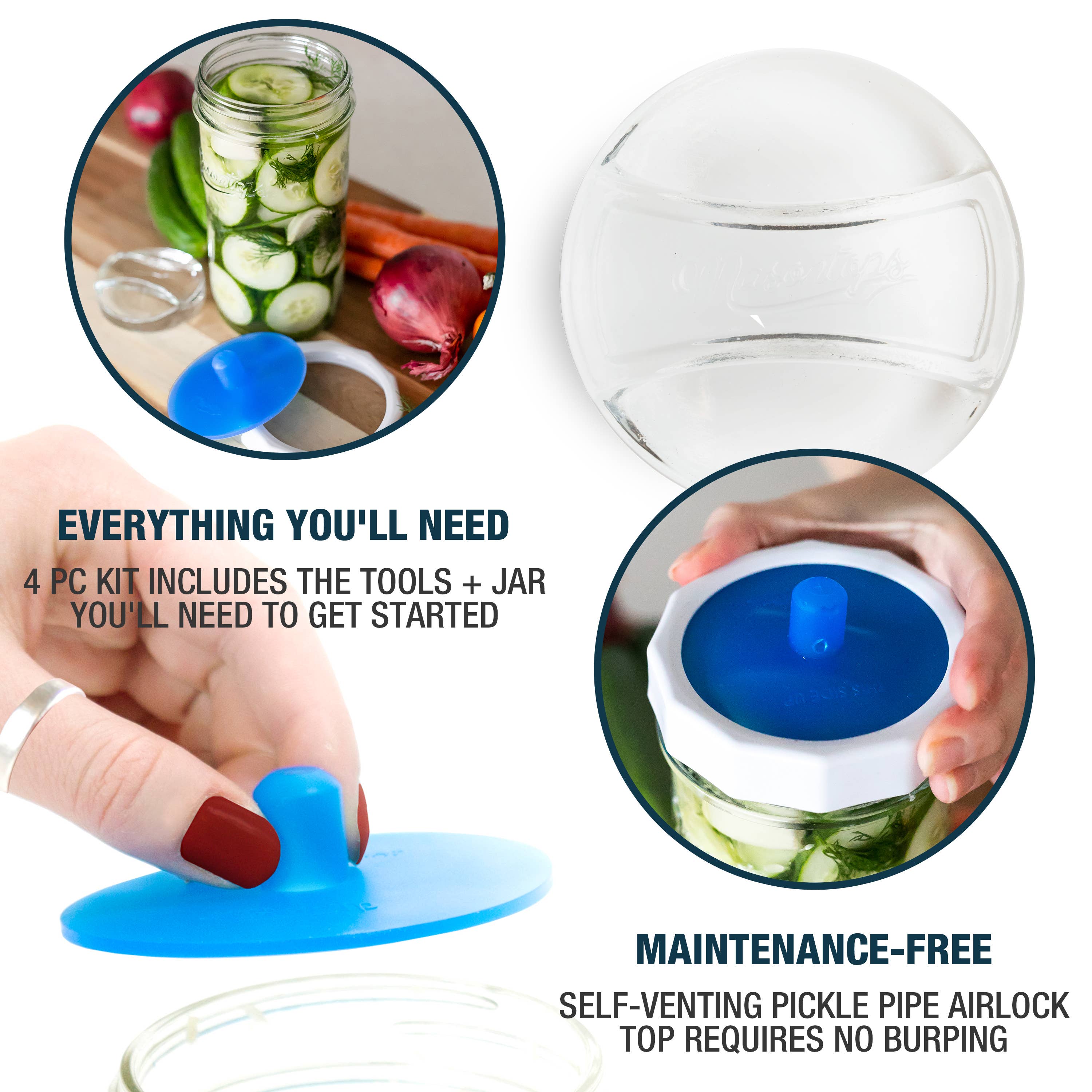 Masontops - Wide Mouth Fermenting Set with Jar, Airlock, Weight & More