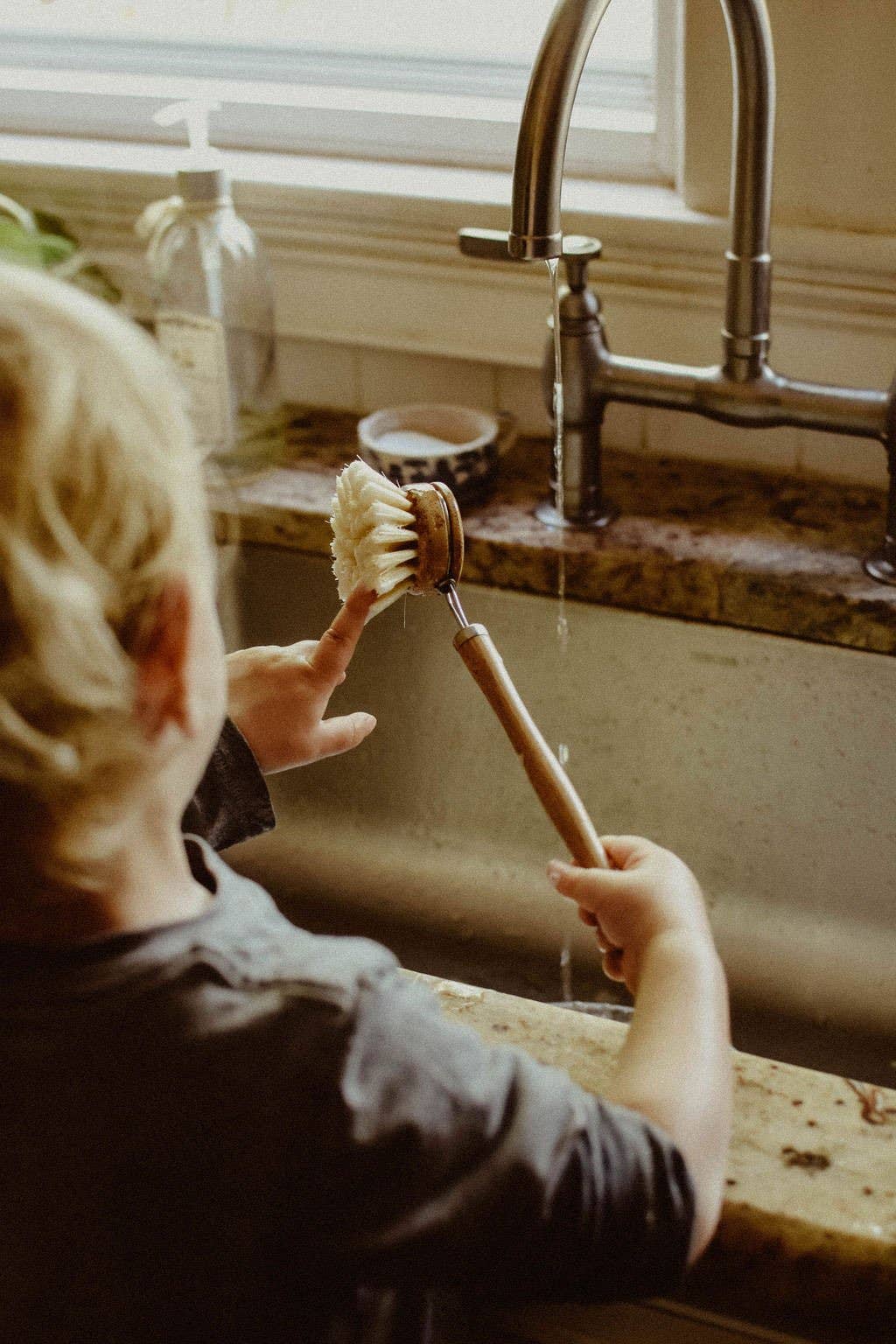 Bamboo Long Handle Dish Brush