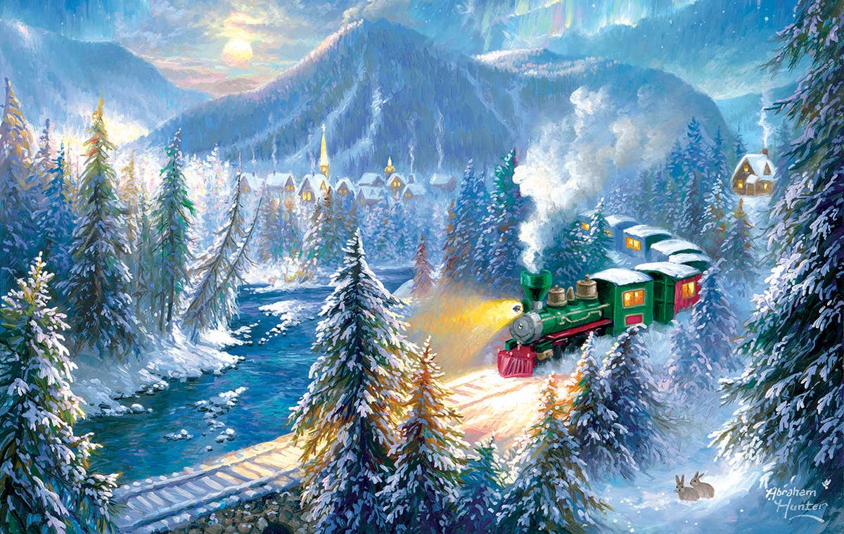 SunsOut - Mountain Christmas Train Puzzle 500 pc