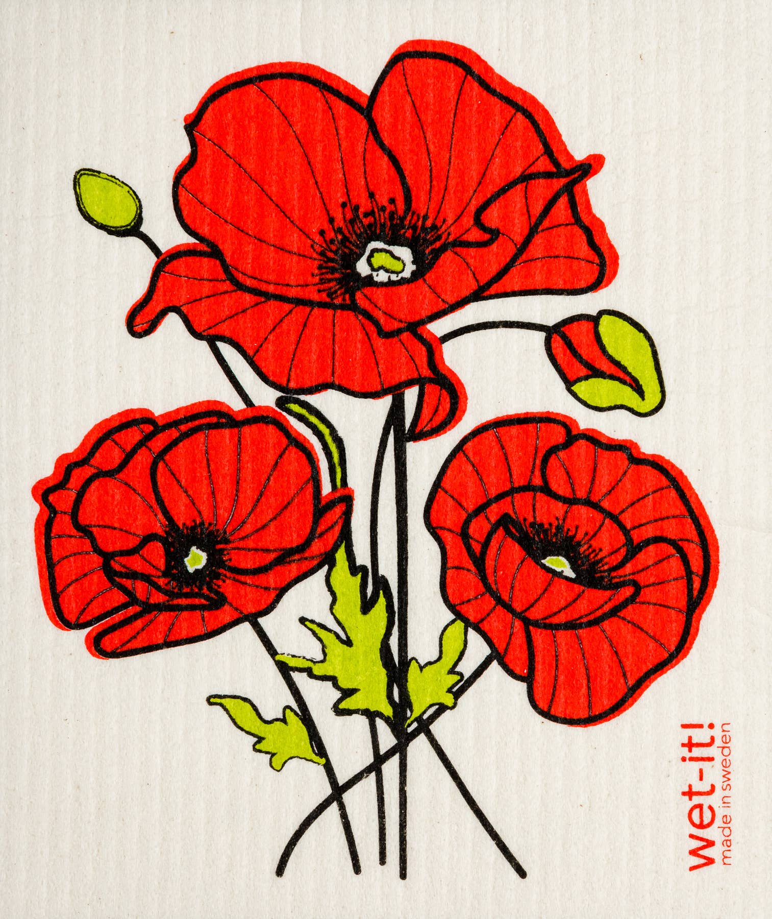 Poppy Flower Swedish Cloth