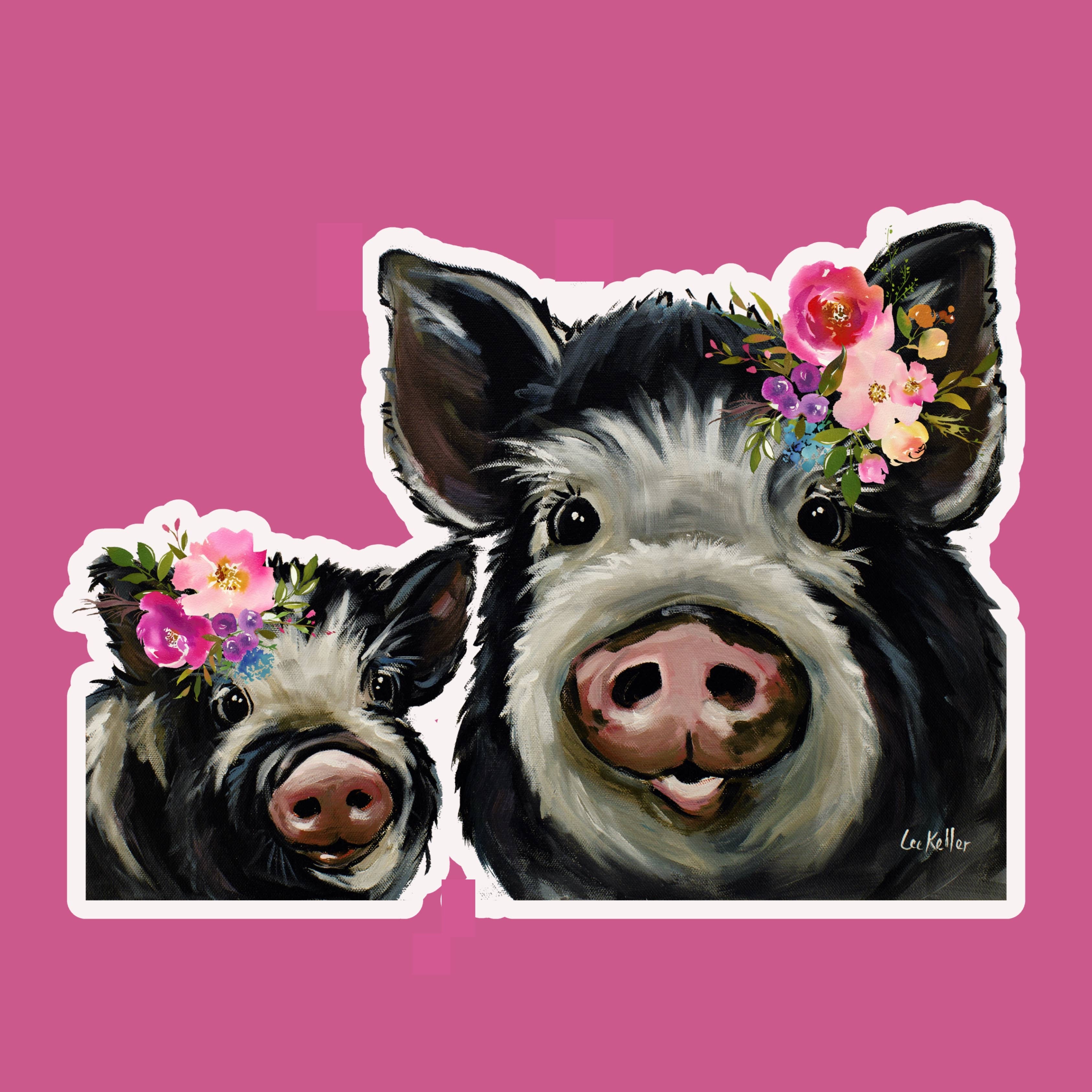 Bright Blooms Pig Sticker, 4"