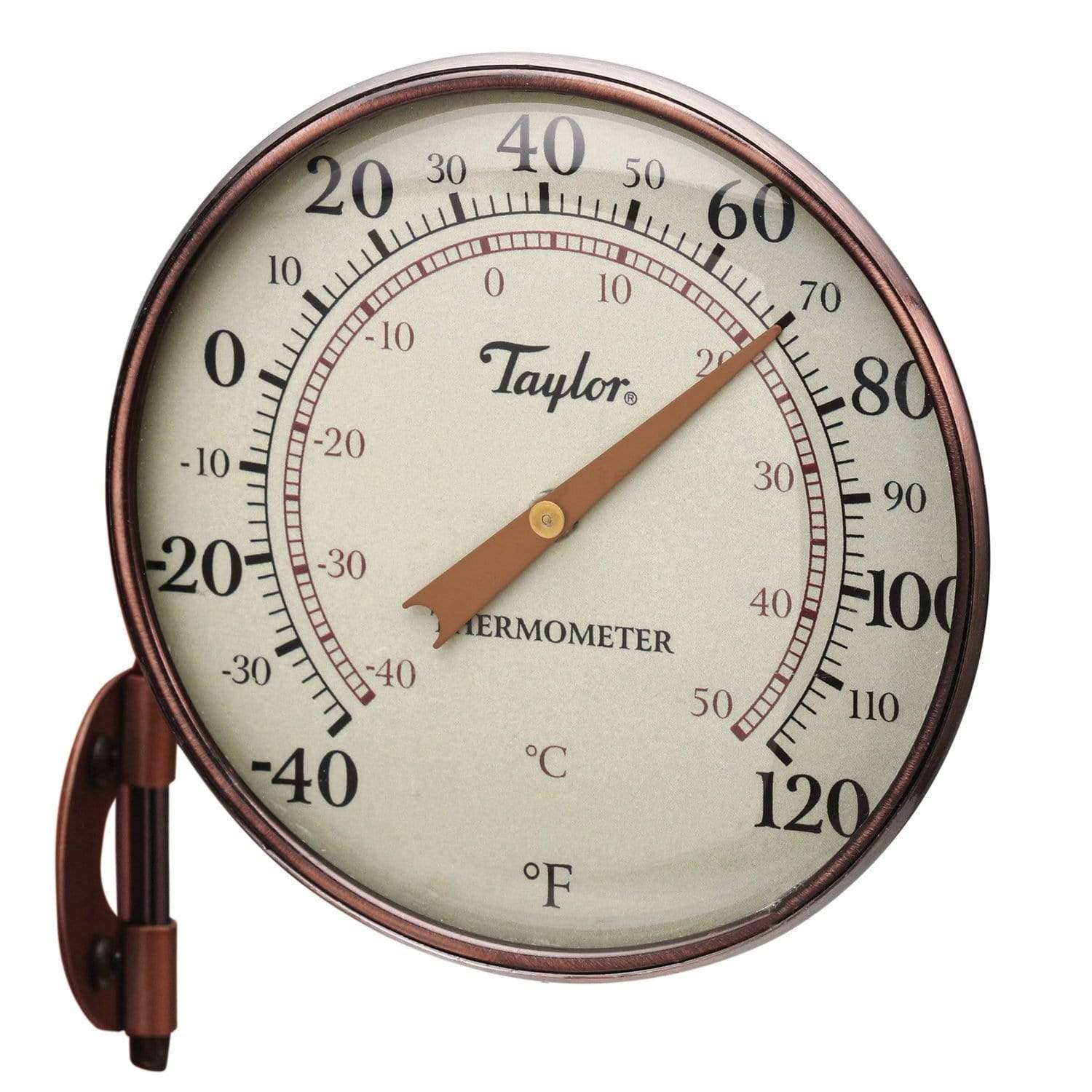 Taylor 4.25-inch indoor outdoor round dial thermometer copper