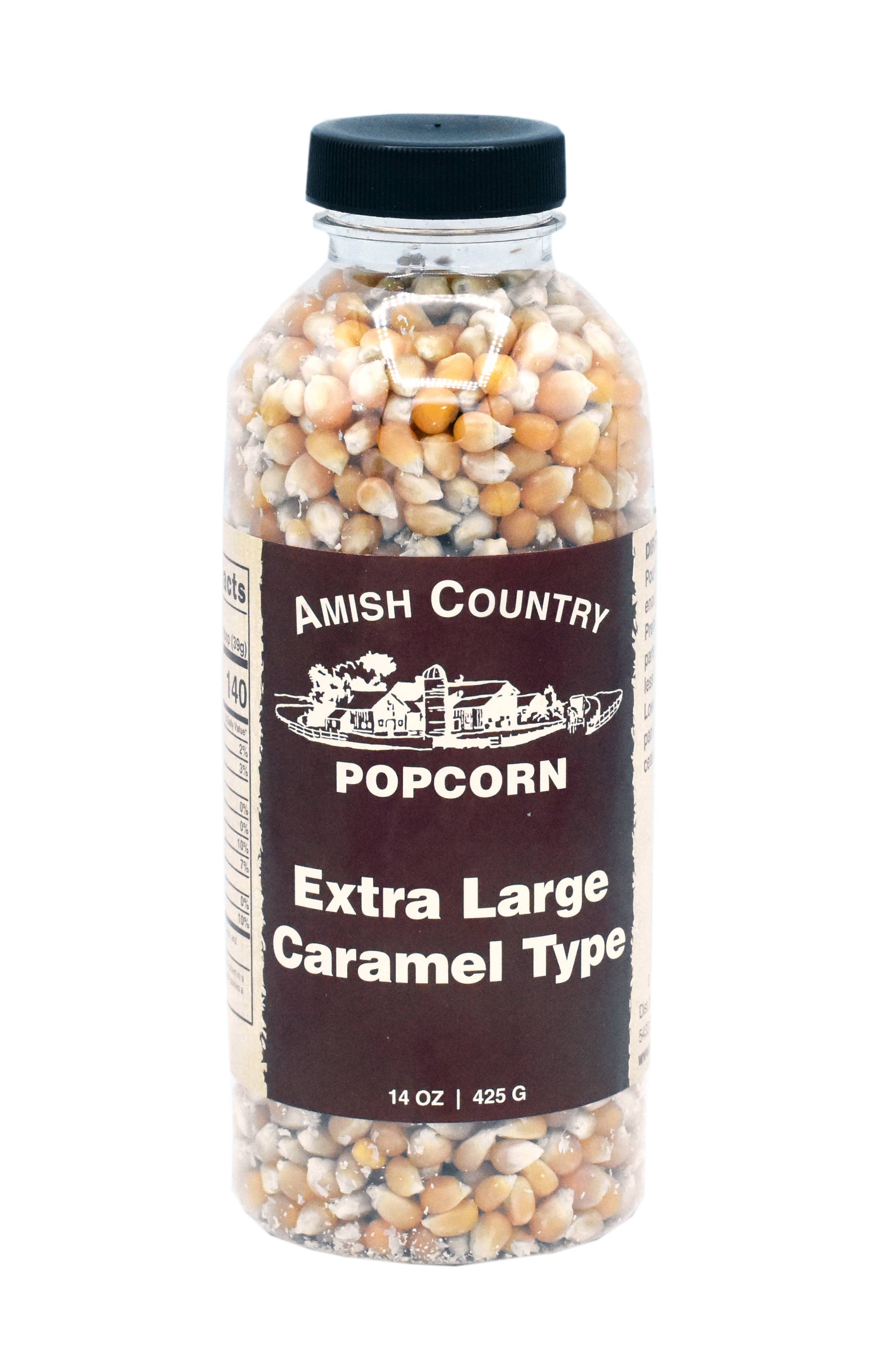 Amish Country Popcorn - 14oz Bottle of Extra Large Caramel Popcorn