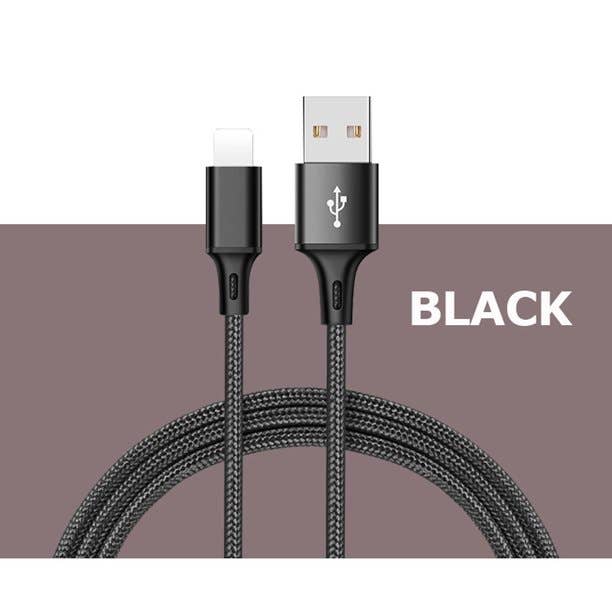 10 Pcs Cable Lightning Braided Lightning Length: 1M Black